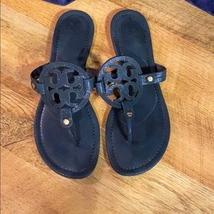 Tory Burch Metallic Navy Suede Miller